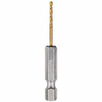 MILWAUKEE Hex Shank Drill 1/16 HSS PK2, 45KM68