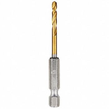 MILWAUKEE Hex Shank Drill 1/8 HSS PK2, 45KM72