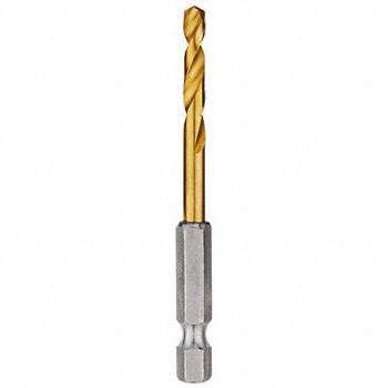 MILWAUKEE Hex Shank Drill 11/64 HSS, 45KM75