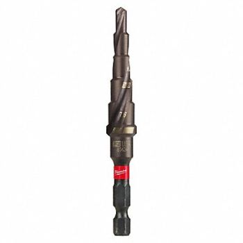 MILWAUKEE Step Cone Drill 3/16in to 1/2in Titanium, 492R84