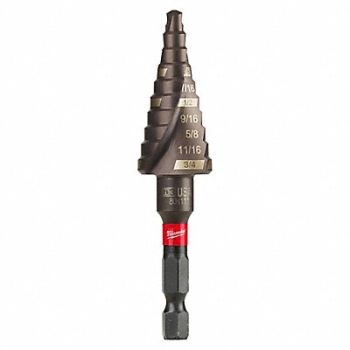 MILWAUKEE Step Cone Drill 3/16in to 3/4in Titanium, 492R85