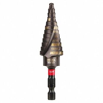 MILWAUKEE Step Cone Drill 3/16in to 7/8in Titanium, 492R86