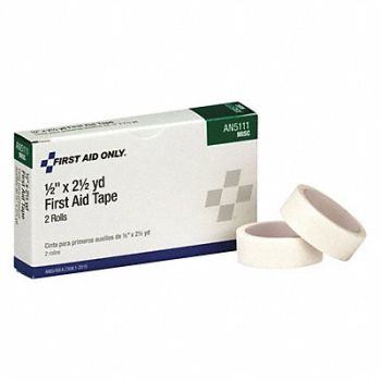 GRAINGER APPROVED First Aid Tape White 1/2 Wx2-1/2 yd. L, 480G27