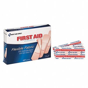 GRAINGER APPROVED Strip Bandages Beige Fabric 3 L PK100, 480G30