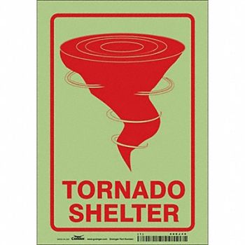 CONDOR K1739 Safety Sign 10 in x 7 in Glow Vinyl, 480J40