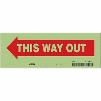 CONDOR Safety Sign 3 1/2 in x 10 in Glow Vinyl, 480K20