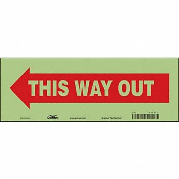 CONDOR Safety Sign 5 in x 14 in Glow Vinyl, 480K21