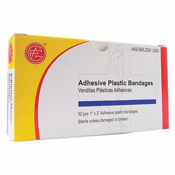 GRAINGER APPROVED Strip Bandages Beige 3 L x 1 W PK32, 482W53