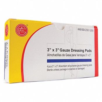 GRAINGER APPROVED Gauze Wrap Non-Sterile Wht Gauze Box PK4, 482W72