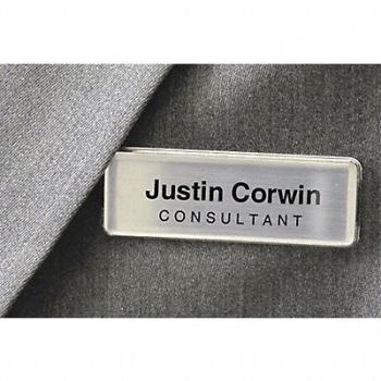 MIGHTY BADGE Badge Laser Blank Legend PK2, 482Y07