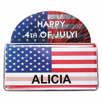 MIGHTY BADGE Badge USA Flag Blank Legend PK10, 482Y59