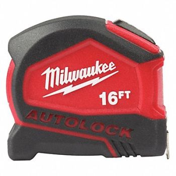 MILWAUKEE Tape Measure 16 ft Blade L Steel Blade, 483F41