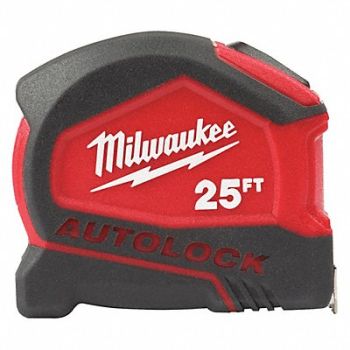 MILWAUKEE Tape Measure 25 ft Blade L Steel Blade, 483F42