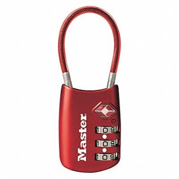 MASTER LOCK Combination Padlock 1 2/3 in Oval Red, 483N07