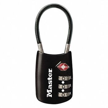 MASTER LOCK Combination Padlock 1 2/3 in Oval Black, 483N08
