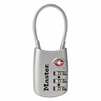MASTER LOCK Combination Padlock 1 2/3 in Oval Silver, 483N09