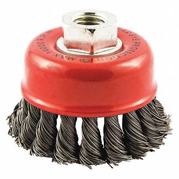 NORTON Cup Brush Knotted 2-3/4 Dia Arbor Hole, 483N62