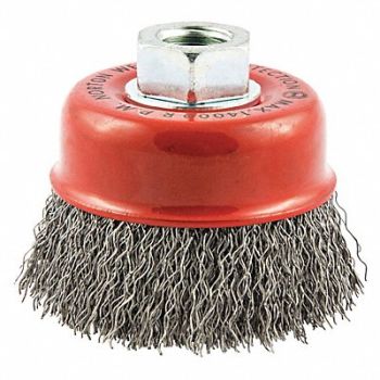 NORTON Cup Brush Crimped 3 Dia Arbor Hole, 483N64