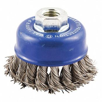 NORTON Cup Brush Knotted 2-3/4 Dia Arbor Hole, 483N72