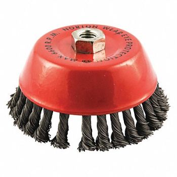 NORTON Cup Brush Knotted 6 Dia Arbor Hole, 483N73