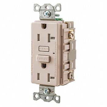 GRAINGER APPROVED GFCI Receptacle Self-Testing 2 Poles, 483P61