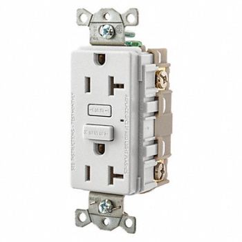 GRAINGER APPROVED Recept Wht 20 A GFCI 2P3W Back Side 1PK, 483P66