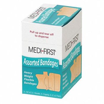 GRAINGER APPROVED Fingertip/Knuckle/Strip Bandages PK20, 483T60
