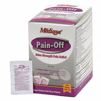 GRAINGER APPROVED Pain Relief Tablet 565mg Size PK200, 483T72