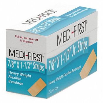 GRAINGER APPROVED Strip Bandages 1-1/2 L x 7/8 W PK20, 483T75
