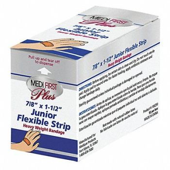 GRAINGER APPROVED Strip Bandages 1-1/2 L x 7/8 W PK50, 483T78