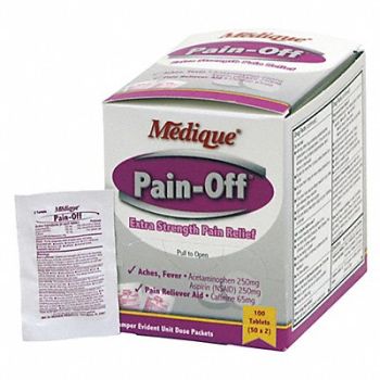 GRAINGER APPROVED Pain Relief Tablet 565mg Size PK100, 483T80