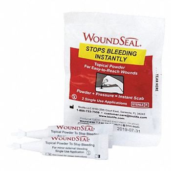 GRAINGER APPROVED Blood Clotting Solution Powder PK2, 483T83