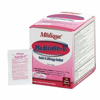 GRAINGER APPROVED Sinus and Allergy Tablet 545mg Sz PK100, 483T87