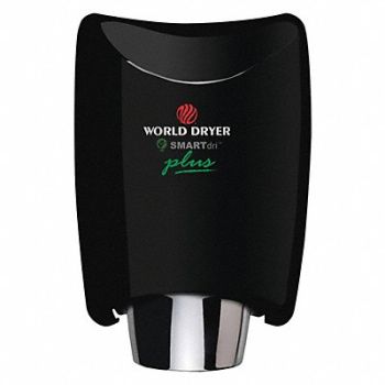 WORLD DRYER Hand Dryer Alum Cover Black Automatic, 485C98