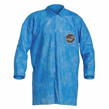 DUPONT J7267 Lab Coat Blue Snaps 4XL PK30, 485D54