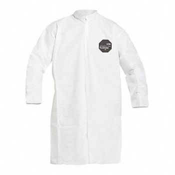 DUPONT K7319 Lab Coat White Snaps 4XL PK30, 485D69