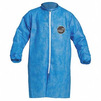 DUPONT K7320 Lab Coat Blue Zipper 4XL PK30, 485D74
