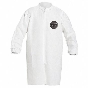 DUPONT K7320 Lab Coat White Zipper 4XL PK30, 485D76