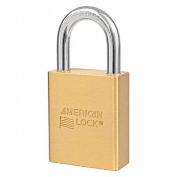 AMERICAN LOCK Keyed Padlock 15/16 in Rectangle Gold, 487C08