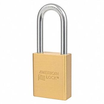 AMERICAN LOCK Keyed Padlock 15/16 in Rectangle Gold, 487C16