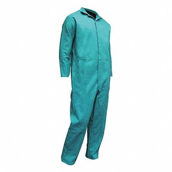 CHICAGO PROTECTIVE APPAREL Flame-Res. Coverall Hem Cuff Green 3XL, 487P67