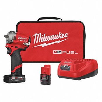 MILWAUKEE Impact Wrench Cordless Compact 12VDC, 488F01