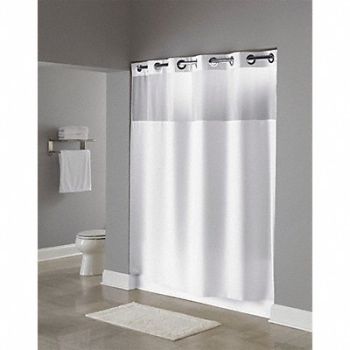 HOOKLESS Shower Curtain 77 in L 71 in W White, 488G20