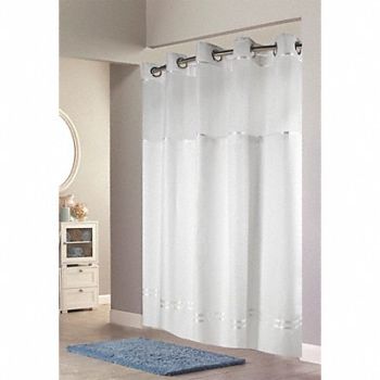 HOOKLESS Shower Curtain 74 in L 71 in W White, 488G22