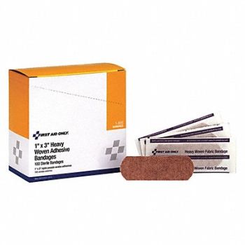 GRAINGER APPROVED Adhesive Bandages Beige Fabric PK100, 488G91