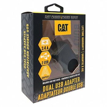 CAT USB Wall Outlet Charger Black, 488H40