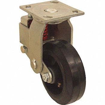 GRAINGER APPROVED Shock-Absorbing Plate Caster Rigid, 488U05