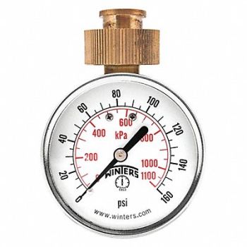 WINTERS Pressure Gauge 0 to 160 psi Range, 489F24