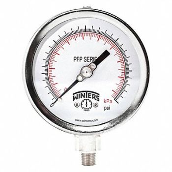 WINTERS Gauge 4 Dial Size MNPT Connection, 489H01
