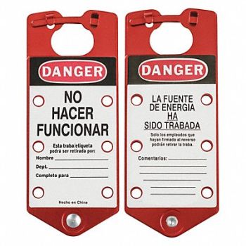 BRADY Lockout Hasp Red Aluminum 7-1/2 L PK5, 489L61